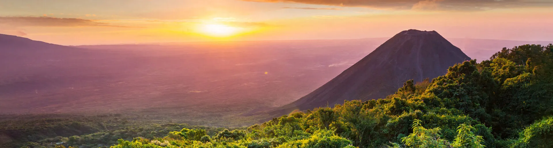 El Salvador mountains with sunset